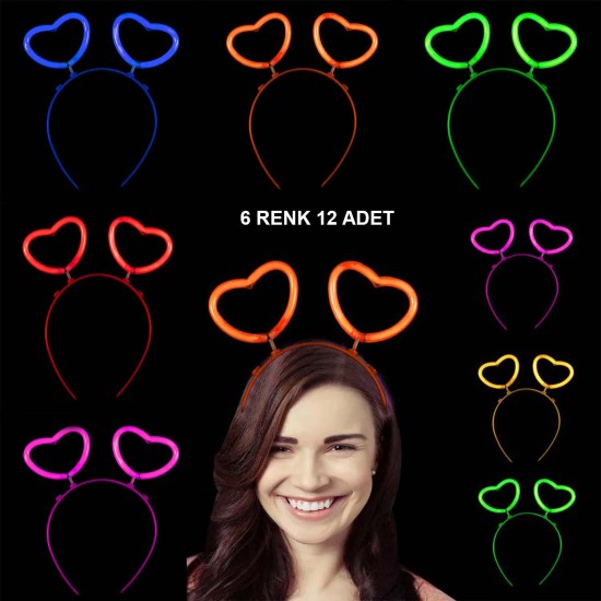 Glow Stick Karanlıkta Yanan Fosforlu Kalp Taç 12 Adet Glow Stick Karanlıkta Yanan Fosforlu Kalp Taç 12 Adet