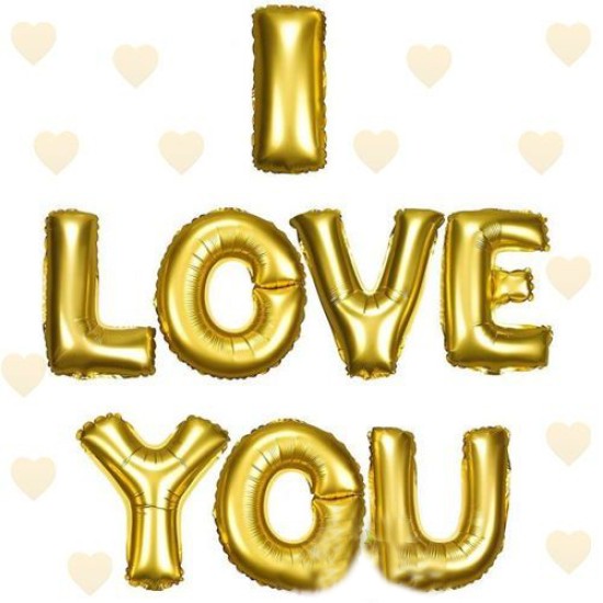 I Love You Folyo Balon Altın Renk 35 CM I Love You Folyo Balon Altın Renk 35 CM