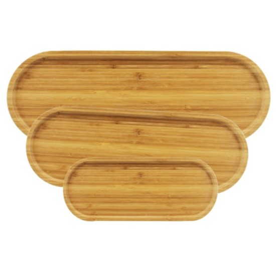 3'lü Bambu Oval Sunum Tabağı Seti 3'lü Bambu Oval Sunum Tabağı Seti