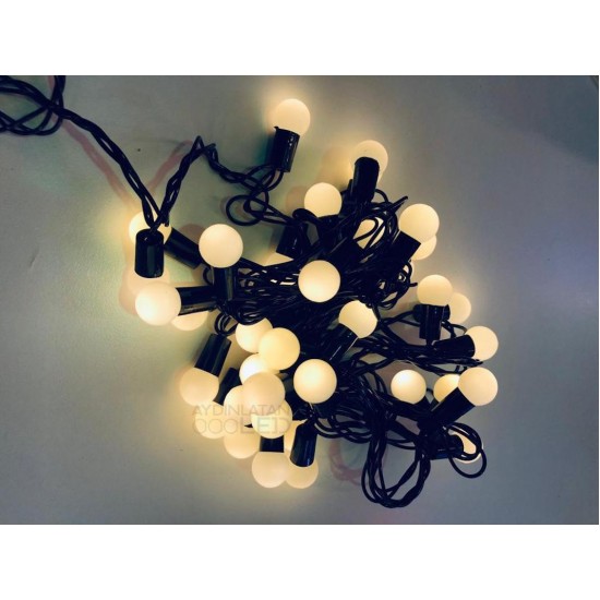 5 Metre 28 Mini Top Led Sarı Işık Fişli Siyah Kablo 5 Metre 28 Mini Top Led Sarı Işık Fişli Siyah Kablo