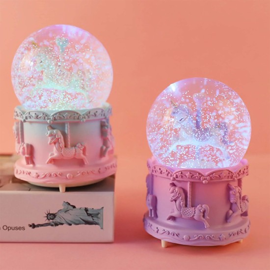 Orta Boy Müzikli Unicorn Kar Küresi Orta Boy Müzikli Unicorn Kar Küresi