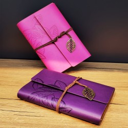 Deri Yaprak Desenli Çizgisiz Defter