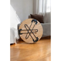Bambu Metal Ayaklı Katlanabilir Yuvarlak Masa - 44.5 x 48 x 3 cm