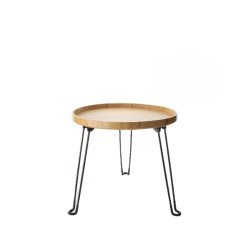 Bambu Metal Ayaklı Katlanabilir Yuvarlak Masa - 42 x 41.5 x 2.5 Cm