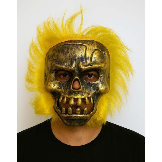 Wild Skull - Bakır Kafatası Sarı Saçlı İskelet Maske Wild Skull - Bakır Kafatası Sarı Saçlı İskelet Maske