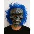 Wild Skull - Gümüş Kafatası Mavi Saçlı İskelet Maske