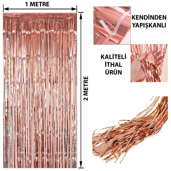 Rose Gold Püsküllü Kapı Perdesi Rose Gold Püsküllü Kapı Perdesi