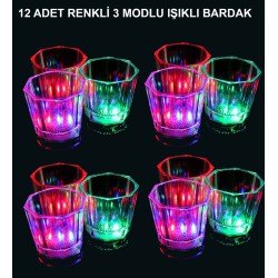 LED Işıklı Eğlence Bardak Seti 12 Adet