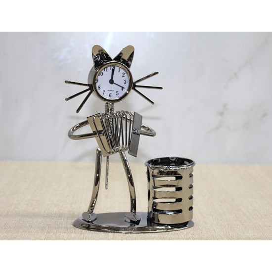 Metal Akordiyon Çalan Müzisyen Kedi Müzisyen Saat Ve Kalemlik Metal Akordiyon Çalan Müzisyen Kedi Müzisyen Saat Ve Kalemlik