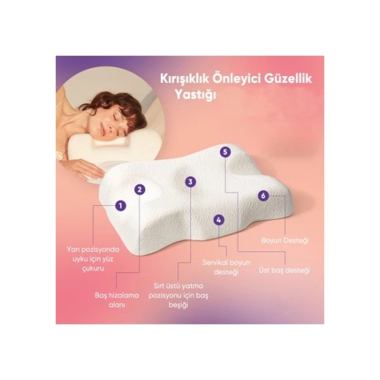 Kırışıklık Önleyici Ortopedik Güzellik Yastığı Kırışıklık Önleyici Ortopedik Güzellik Yastığı