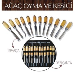 Engithalat Elena 12 Parça Çantalı Ağaç Oyma ve Kesici Set