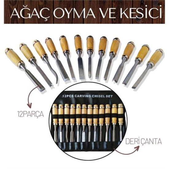 ModaCar Elena 12 Parça Çantalı Ağaç Oyma ve Kesici Set ModaCar Elena 12 Parça Çantalı Ağaç Oyma ve Kesici Set