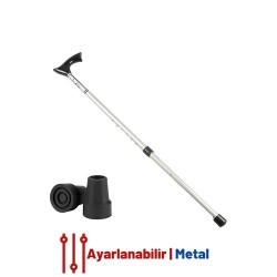 Engithalat Pongnas Gri Yükseklik Ayarlanabilir Metal Baston