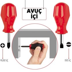 ModaCar High-Torque Avuçiçi DÜZ-YILDIZ Uçlu Tornavida Seti