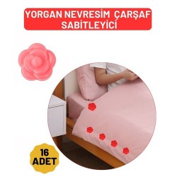 Engithalat Yorgan Çarşaf Kılıf Sabitleyici 16 Adet Çiçek Model