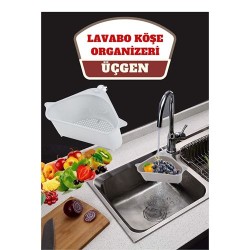 Engithalat Barazza Üçgen Lavabo Köşe Süzgeçli Organizer BEYAZ
