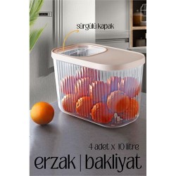 Engithalat MultiBox Erzak Bakliyat Kutusu Sürgülü Kapak 10 Litre 4 ADET