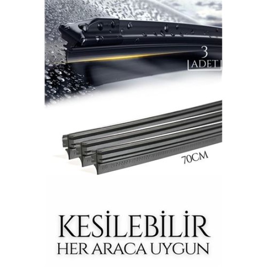 ModaCar Kesilebilir 70 cm Silecek Lastiği 3 lü set ModaCar Kesilebilir 70 cm Silecek Lastiği 3 lü set