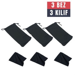 Engithalat 3 Adet Gözlük Kılıfı + Bez Seti