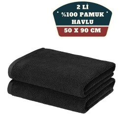 Engithalat 2'li Mikrofiber El Yüz Spor Havlusu 50x90 Siyah