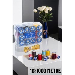 Engithalat 10 Renk 1000 Mt Kutulu Mezuralı Dikiş İpliği Seti
