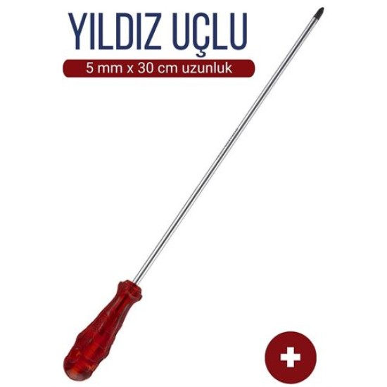 Engithalat 5 mm Uç 30 Cm Uzunluk Yıldız Uç Tornavida