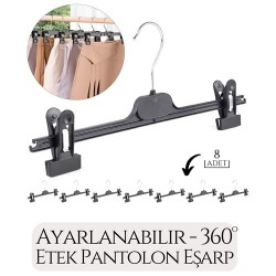 Engithalat Etek Pantolon Eşarp Kıskaçlı Askı 8 li SET