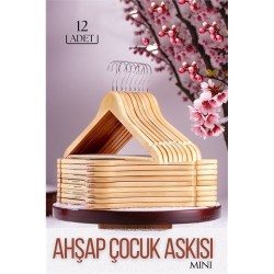 Engithalat Mini Ahşap Çocuk Elbise Askısı 12 ADET