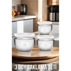 Engithalat 3 lü Saklama Kabı Seti Paslanmaz Çelik