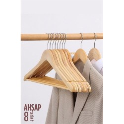Engithalat Elbise Askısı Natural Ahşap 8 ADET