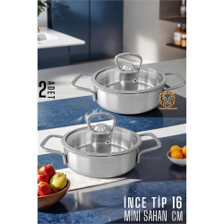 Engithalat Mini Kapaklı Sahan Tencere 2 ADET Çelik 16 cm