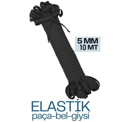Engithalat Yassı Bel Paça Giysi Lastiği 10 Mt 5 mm SİYAH