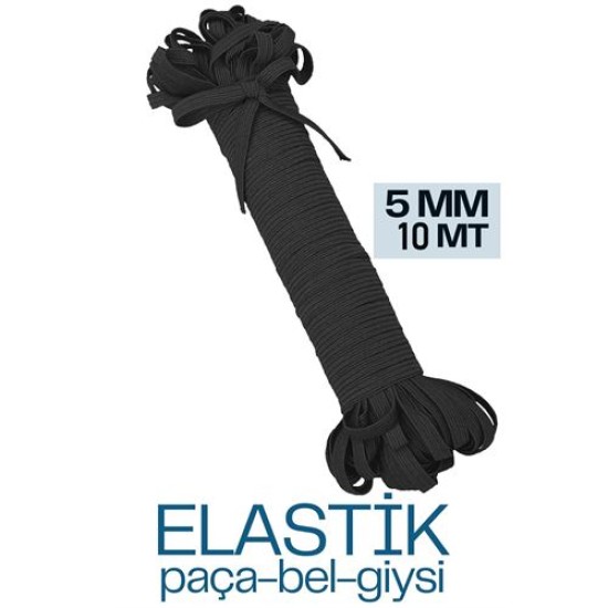 ModaCar Yassı Bel Paça Giysi Lastiği 10 Mt 5 mm SİYAH ModaCar Yassı Bel Paça Giysi Lastiği 10 Mt 5 mm SİYAH