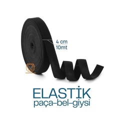 Engithalat Yassı Bel Paça Giysi Lastiği 10 Metre 4 cm SİYAH