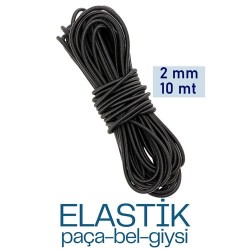 Engithalat Bel Paça Giysi Lastiği 2 mm 10 Mt SİYAH