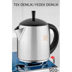 Engithalat Inox Demlik 900 Ml Paslanmaz Çelik Semaver Çay Makine Demliği