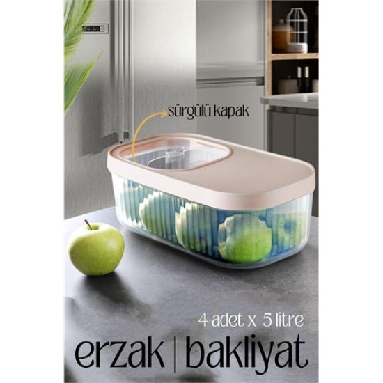 ModaCar MultiBox Erzak Bakliyat Kutusu Sürgülü Kapak 5 Litre 4 ADET ModaCar MultiBox Erzak Bakliyat Kutusu Sürgülü Kapak 5 Litre 4 ADET