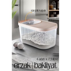 Engithalat MultiBox Erzak Bakliyat Kutusu Sürgülü Kapak 7.5 Litre 4 ADET