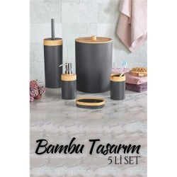Engithalat 5 li Banyo Seti Bambu Design ANTRASİT