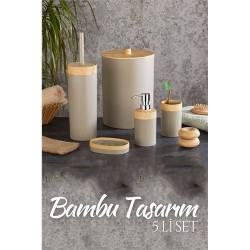 Engithalat 5 li Banyo Seti Bambu Design LATTE