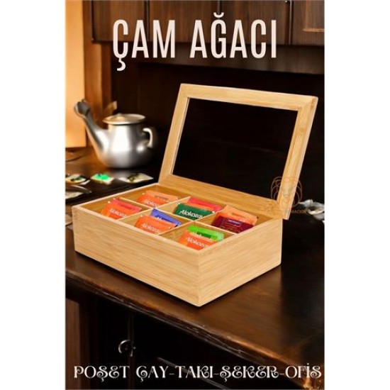 ModaCar Poşet Çay Kutusu Ahşap Sallama Çay Organizer Kahve Şeker Aksesuar Kutusu ModaCar Poşet Çay Kutusu Ahşap Sallama Çay Organizer Kahve Şeker Aksesuar Kutusu