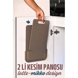 Engithalat 2 li Kesim Panosu Stantlı Yapışkanlı Kesim Tahtası LATTE Mikko Design