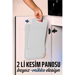 Engithalat 2 li Kesim Panosu Stantlı Yapışkanlı Kesim Tahtası BEYAZ Mikko Design