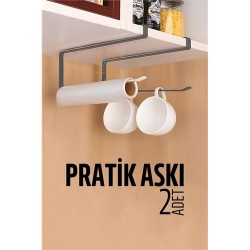 Engithalat Mutfak Dolap Kağıt Havlu Askı Organizer Fincan Askısı GRİ