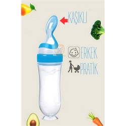 Engithalat Kaşıklı Mama Silikon Biberon ERKEK Bebek Besleyici