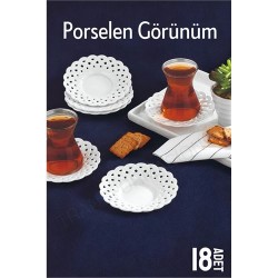 Engithalat Çay Tabağı Porselen Görünüm 18 Adet Tabağı Seti Seti