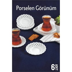 Engithalat Çay Tabağı Porselen Görünüm 6 Adet Tabağı Seti Seti