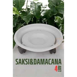 Engithalat Tekerlekli Saksı Altığı 4 ADET 37 CM BEYAZ