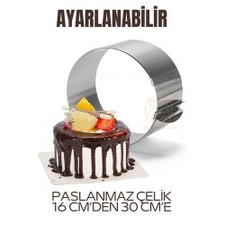 Engithalat Ayarlanabilir Kek Kalıbı 16 dan 30 Cm e Paslanmaz Çelik