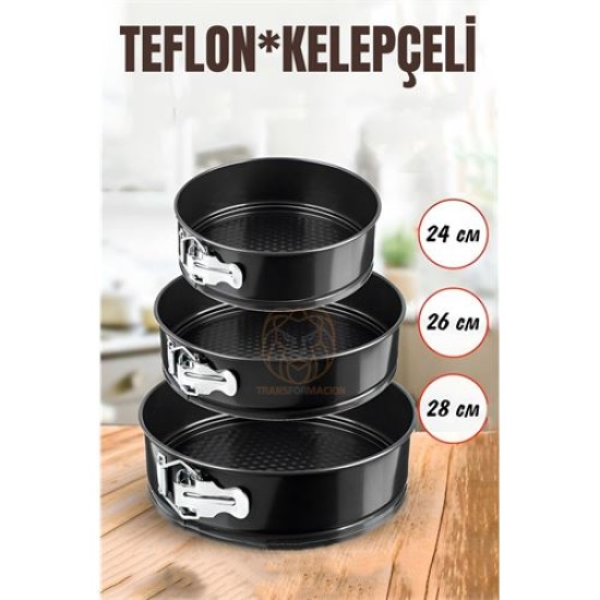 ModaCar 3 Boy Kelepçeli Kek Kalıbı 24-26-28 Cm Teflon ModaCar 3 Boy Kelepçeli Kek Kalıbı 24-26-28 Cm Teflon